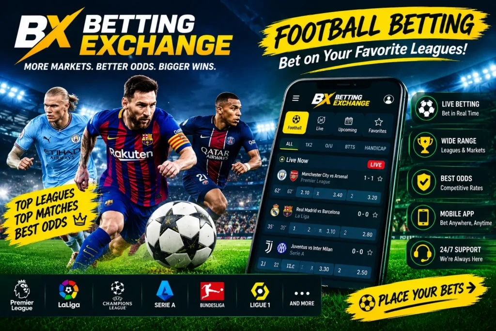 Football betting exchange for live football matches