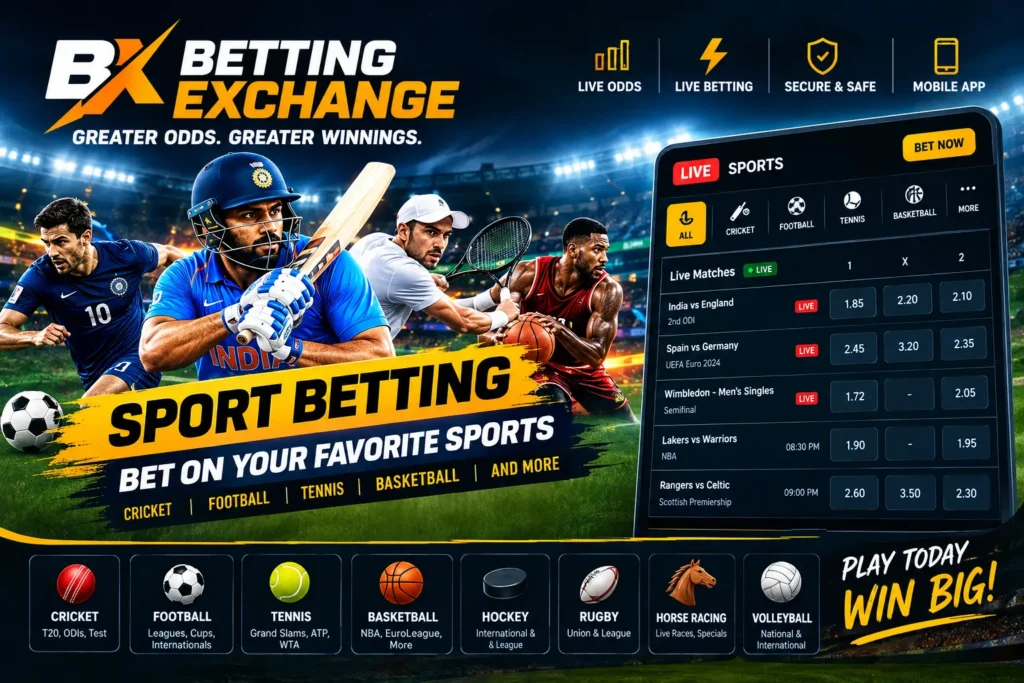 Sports betting exchange for cricket football tennis and basketball